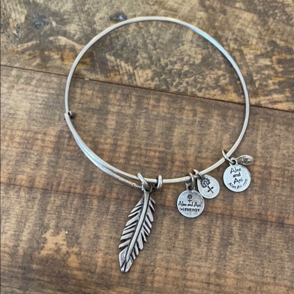 Alex and Ani silver feather bangle